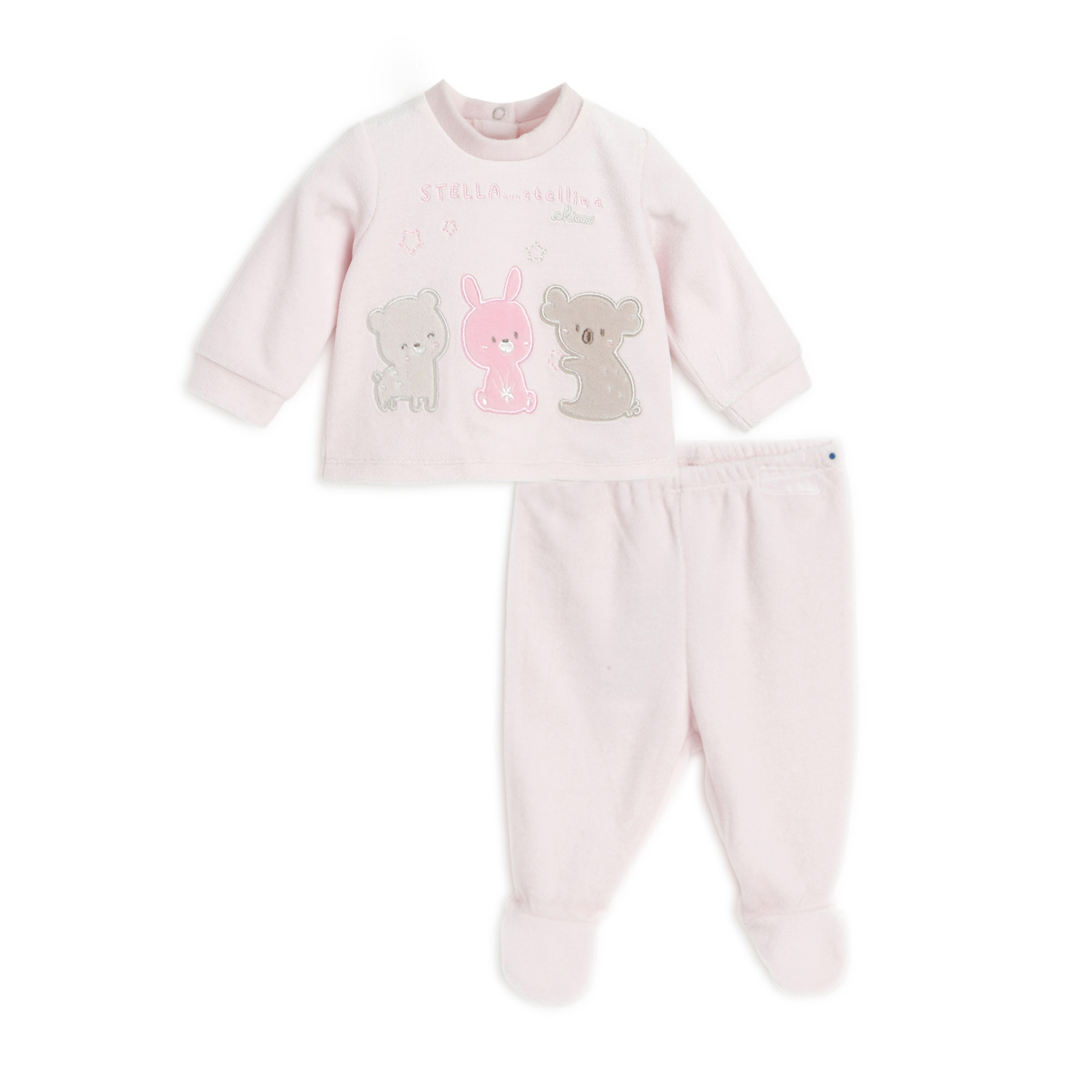 Infants Bronze Applique Smock with Legging-Light Pink